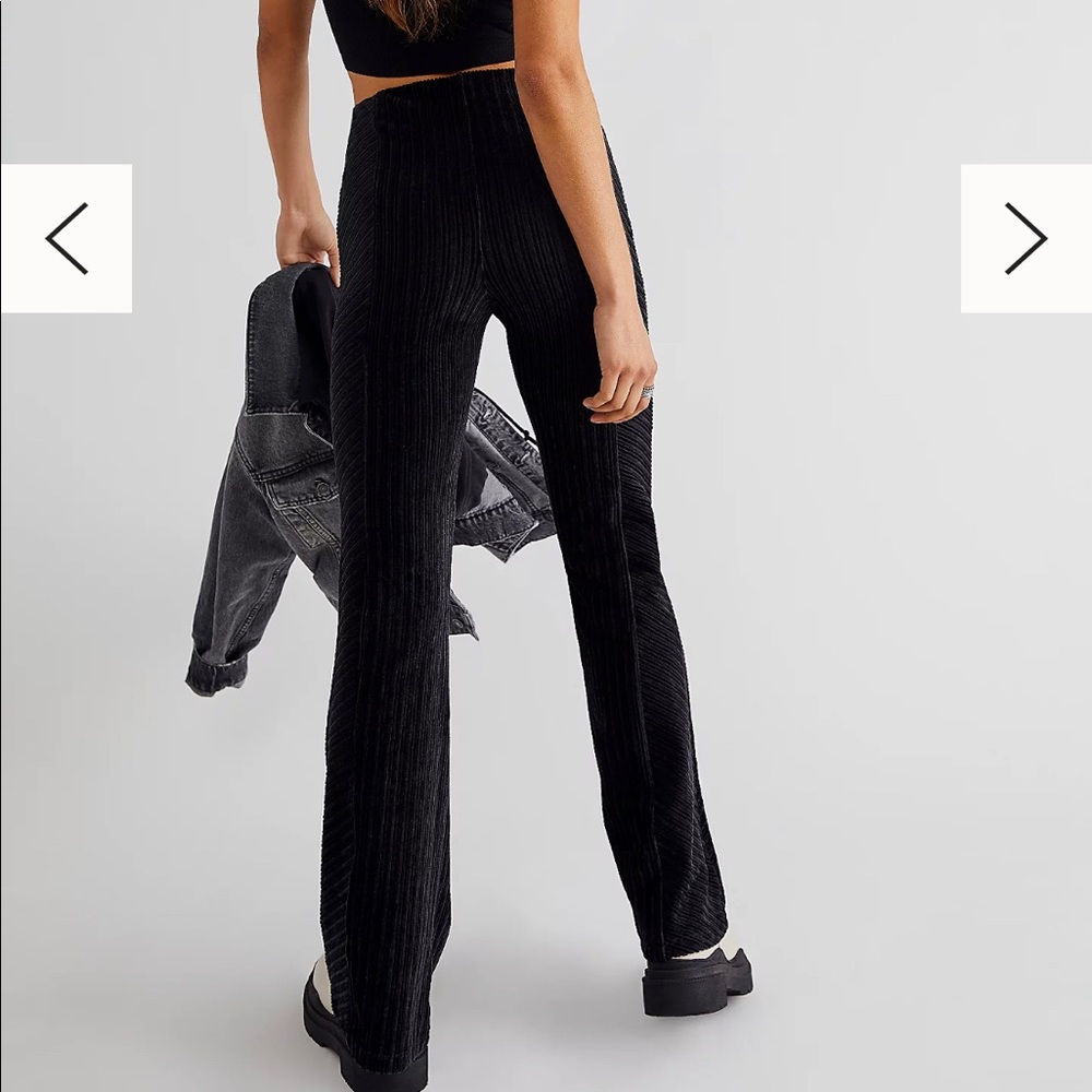Free People Slim Pull-On Velvet Flare Pants, black